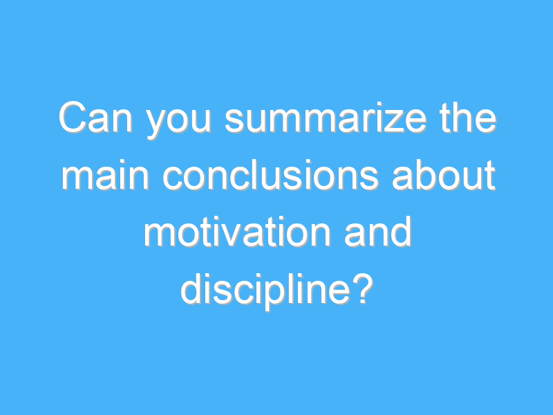 can you summarize the main conclusions about motivation and discipline 2762 3