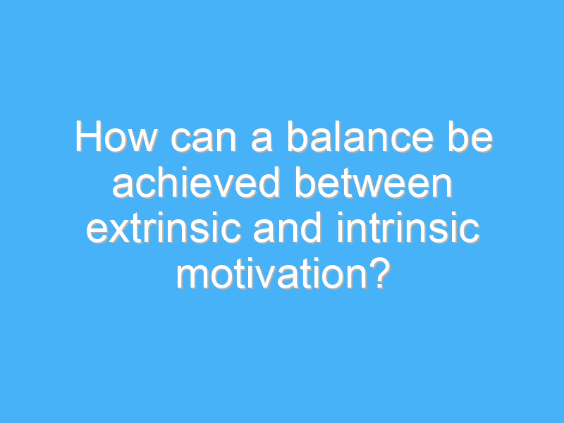 how can a balance be achieved between extrinsic and intrinsic motivation 2006 1