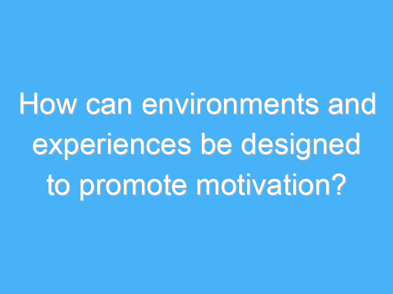 how can environments and experiences be designed to promote motivation 2829
