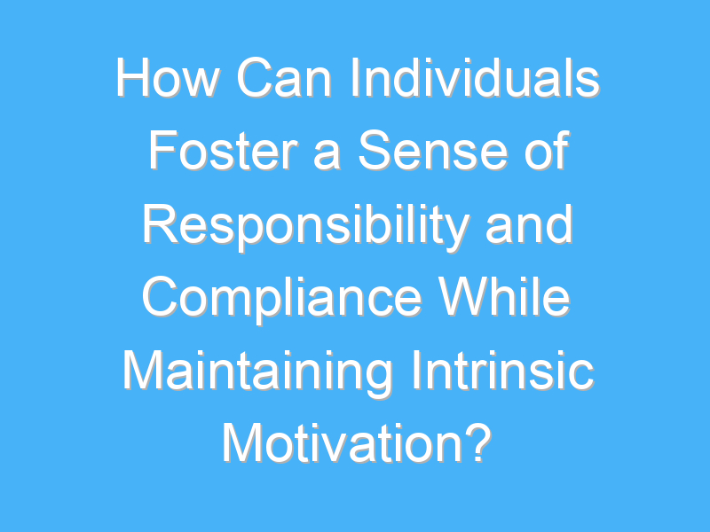 how can individuals foster a sense of responsibility and compliance while maintaining intrinsic motivation 2747