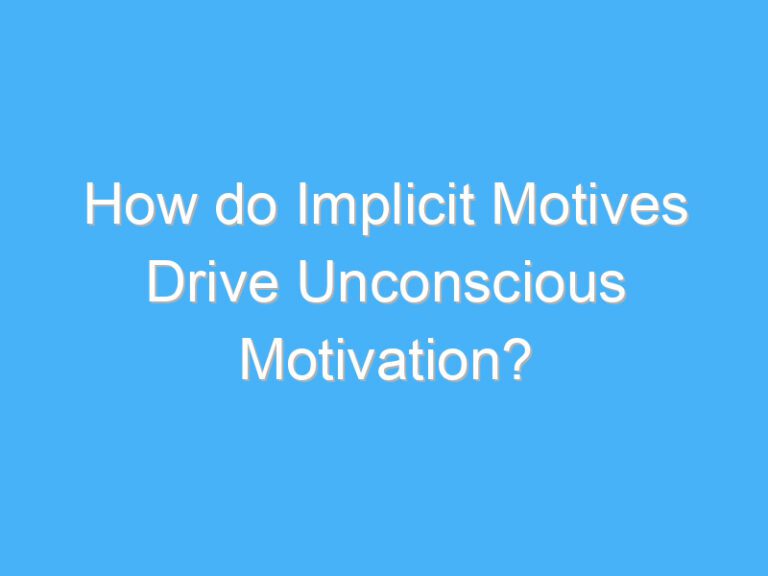 How do Implicit Motives Drive Unconscious Motivation?