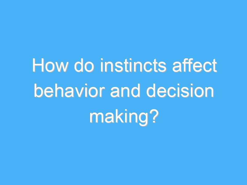 how do instincts affect behavior and decision making 2485 1
