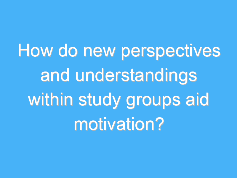 how do new perspectives and understandings within study groups aid motivation 1832