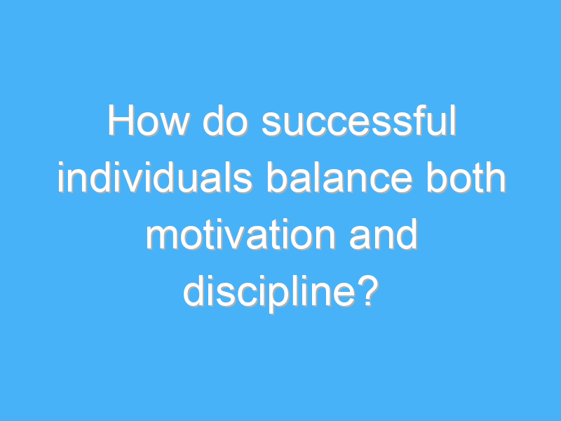 how do successful individuals balance both motivation and discipline 2624