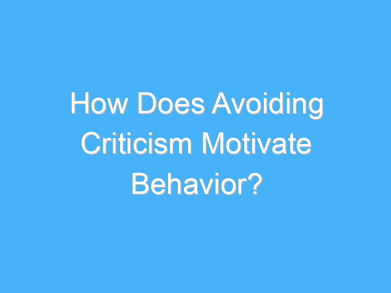 how does avoiding criticism motivate behavior 2406