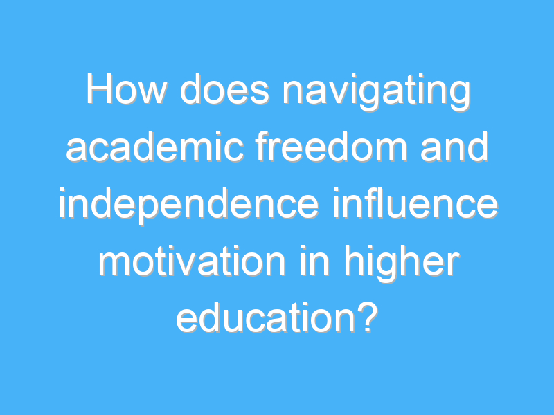 how does navigating academic freedom and independence influence motivation in higher education 2091 1