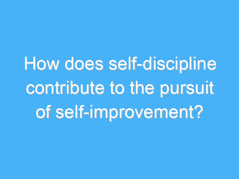 how does self discipline contribute to the pursuit of self improvement 3097 1