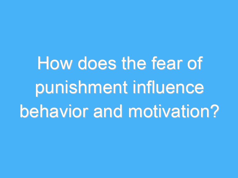 How does the fear of punishment influence behavior and motivation?