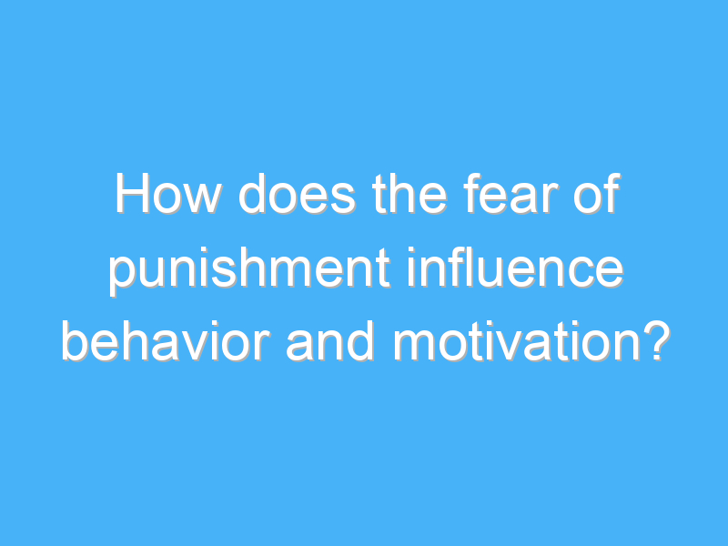 how does the fear of punishment influence behavior and motivation 2444 2