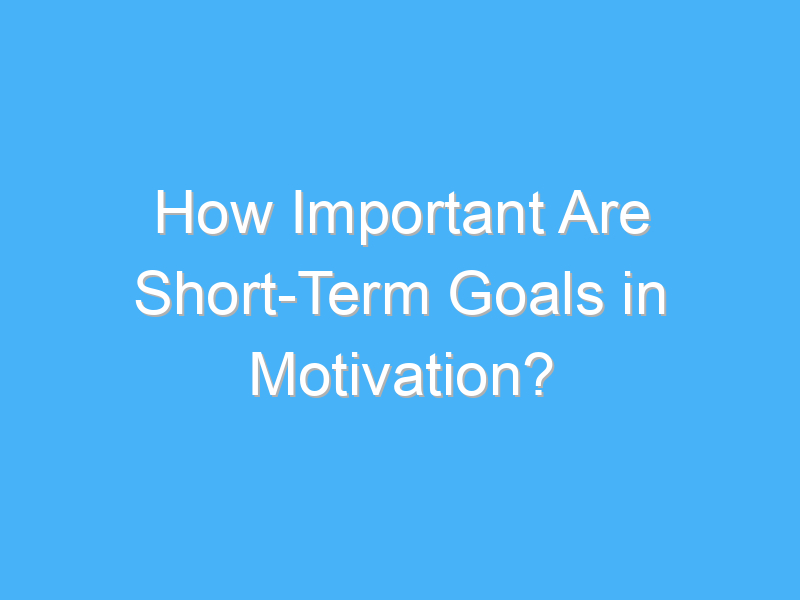 how important are short term goals in motivation 1762 2