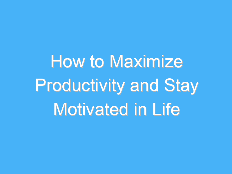 how to maximize productivity and stay motivated in life 1017
