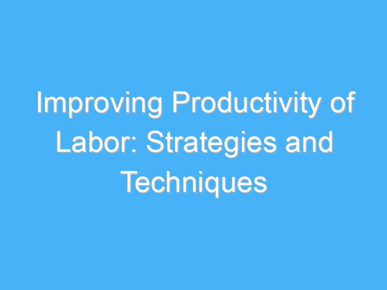 Improving Productivity of Labor: Strategies and Techniques