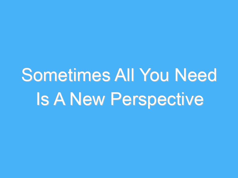 Sometimes All You Need Is A New Perspective