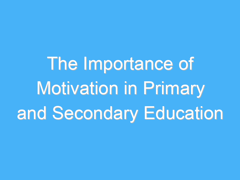 the importance of motivation in primary and secondary education 2071 3