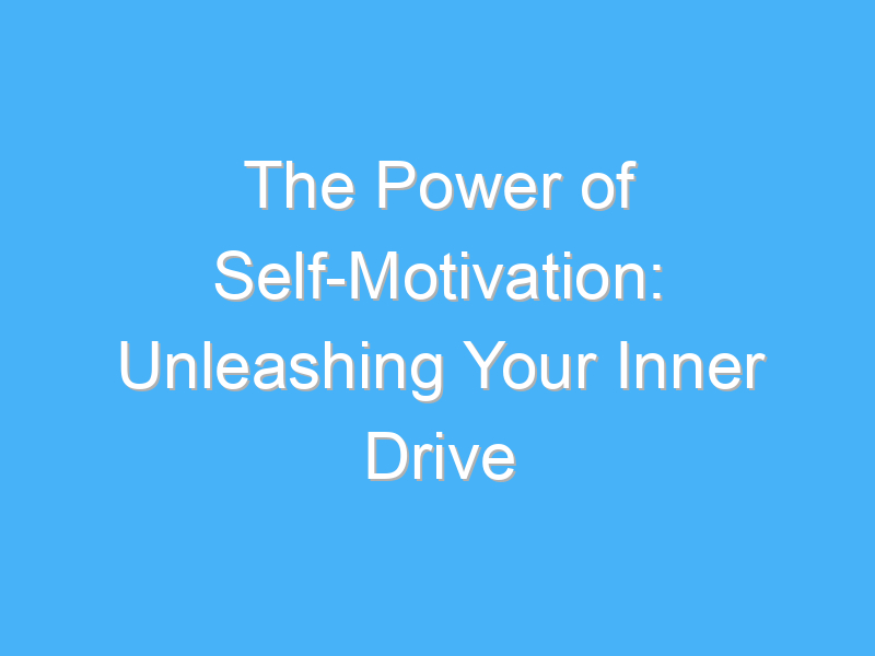 the power of self motivation unleashing your inner drive 2931 3