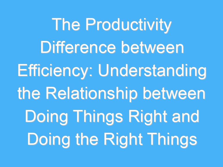 The Productivity Difference between Efficiency: Understanding the Relationship between Doing Things Right and Doing the Right Things
