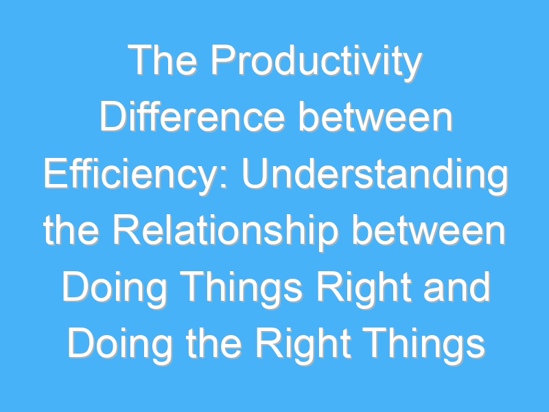 the productivity difference between efficiency understanding the relationship between doing things right and doing the right things 1143