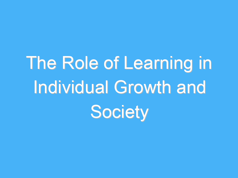 the role of learning in individual growth and society 2452 3