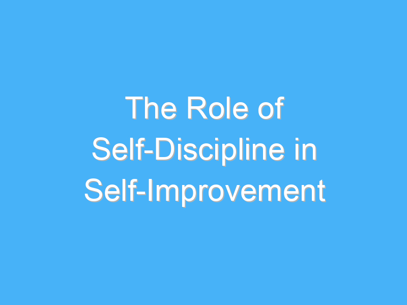 the role of self discipline in self improvement 3027