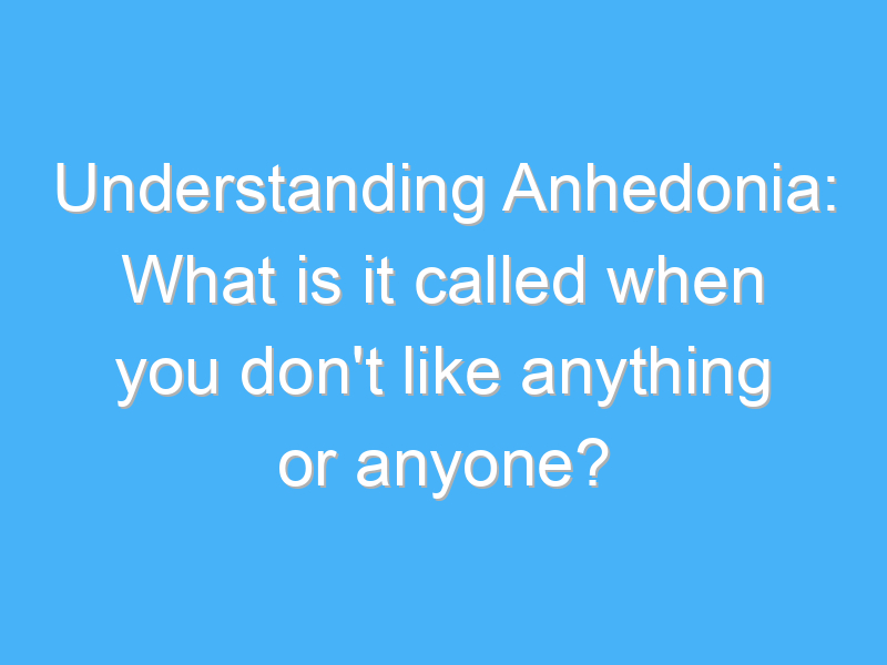 understanding anhedonia what is it called when you dont like anything or anyone 421