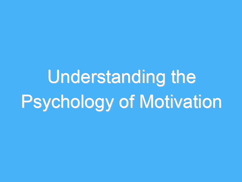 understanding the psychology of motivation 1895
