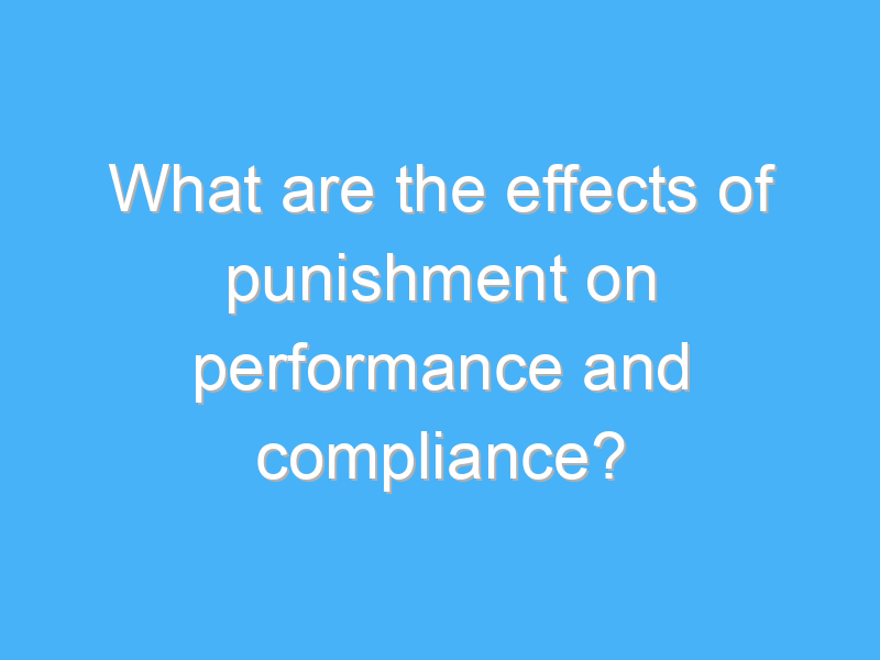 what are the effects of punishment on performance and compliance 3253 1