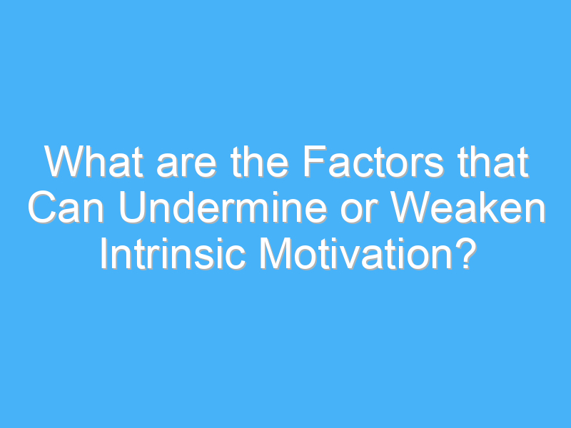 what are the factors that can undermine or weaken intrinsic motivation 2702 1