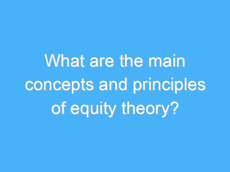 What are the main concepts and principles of equity theory?