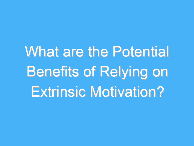 what are the potential benefits of relying on extrinsic motivation 2913 1