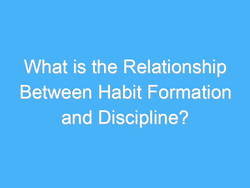 what is the relationship between habit formation and discipline 2672