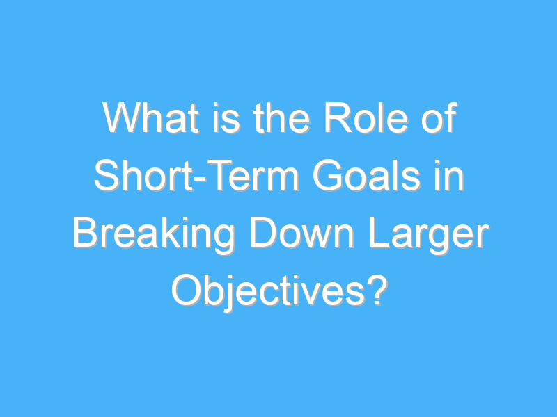 what is the role of short term goals in breaking down larger objectives 2340 2