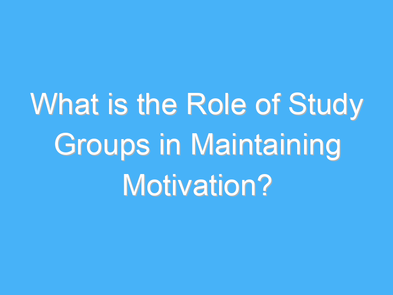 what is the role of study groups in maintaining motivation 1859
