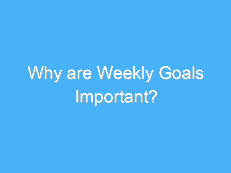 why are weekly goals important 2938 1