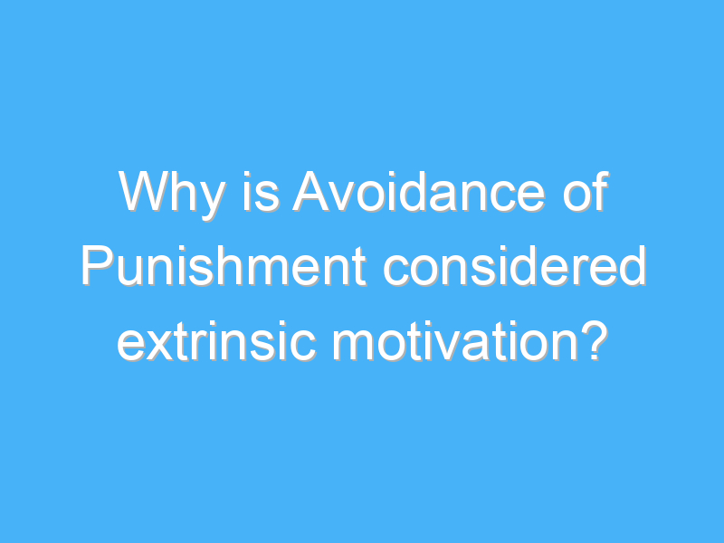 why is avoidance of punishment considered extrinsic motivation 2589 1