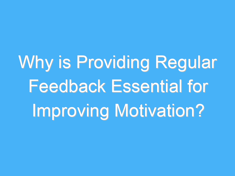 why is providing regular feedback essential for improving motivation 2886