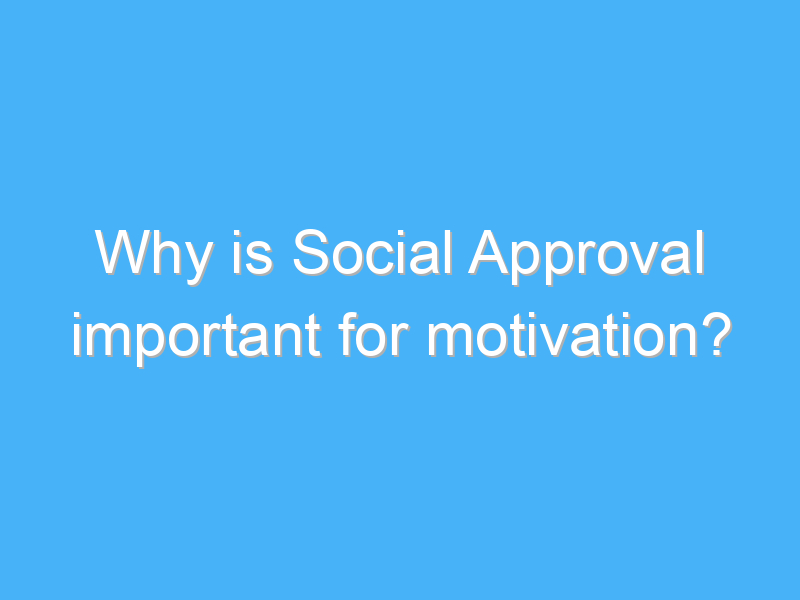 why is social approval important for motivation 2165